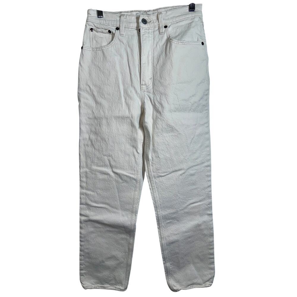 Abercrombie & Fitch The 90s Straight Ultra High Rise White Denim Jeans Size 27 4